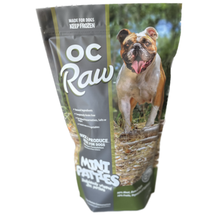 OC Raw Dog Frozen Duck And Produce Mini Patties 4lb