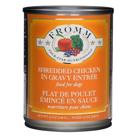 Fromm 4 Star Dog Can GF Shredded Chicken in Gravy Entree 12oz