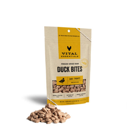 Vital Essentials Dog Treat FD Bites Duck 2 oz