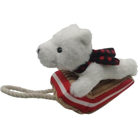 Tall Tails Dog Toy Plush Polar Bear with Sled 8"