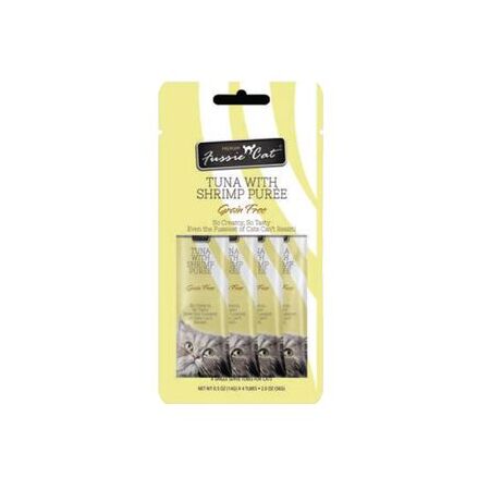 Fussie Cat Puree, Tuna with Shrimp Puree, 4 pack