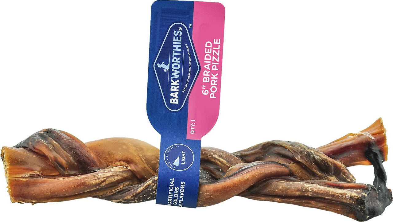 Barkworthies Pork Pizzle Braided, 6"