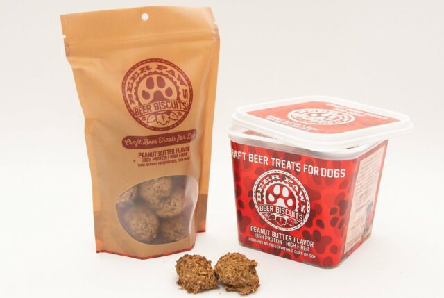 Beer Paws, Tub of Peanut Butter Beer Biscuits for Dogs
