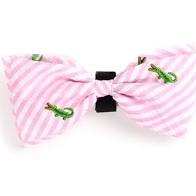 Worthy Dog Bow Tie Stripes with Alligator Pink
