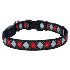 ORION LED Dog Collar,  Red Argyle on Black