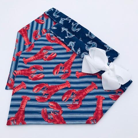 Chloe and Max Lobsters on Blue Denim, Bandana, without bow
