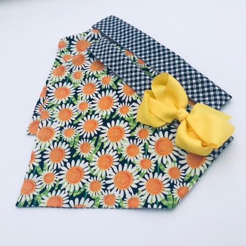 Chloe and Max Orange Daisy Bandana; with Bow