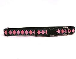 Yellow Dog Designs Collar, Black/Pink Argyle