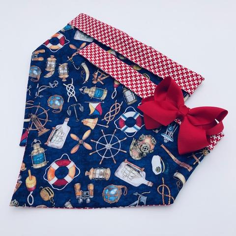 Chloe and Max Ships Ahoy Bandana, without bow