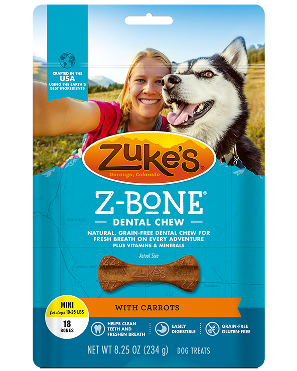 Zuke's Z Bone Dental Chew, Carrot Crisp, Mini, 18 Count